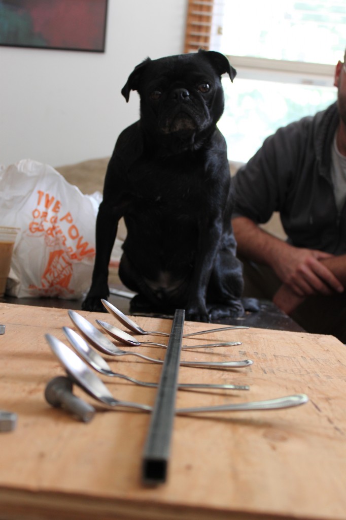 Spoon Wall w/ Pug looking on...